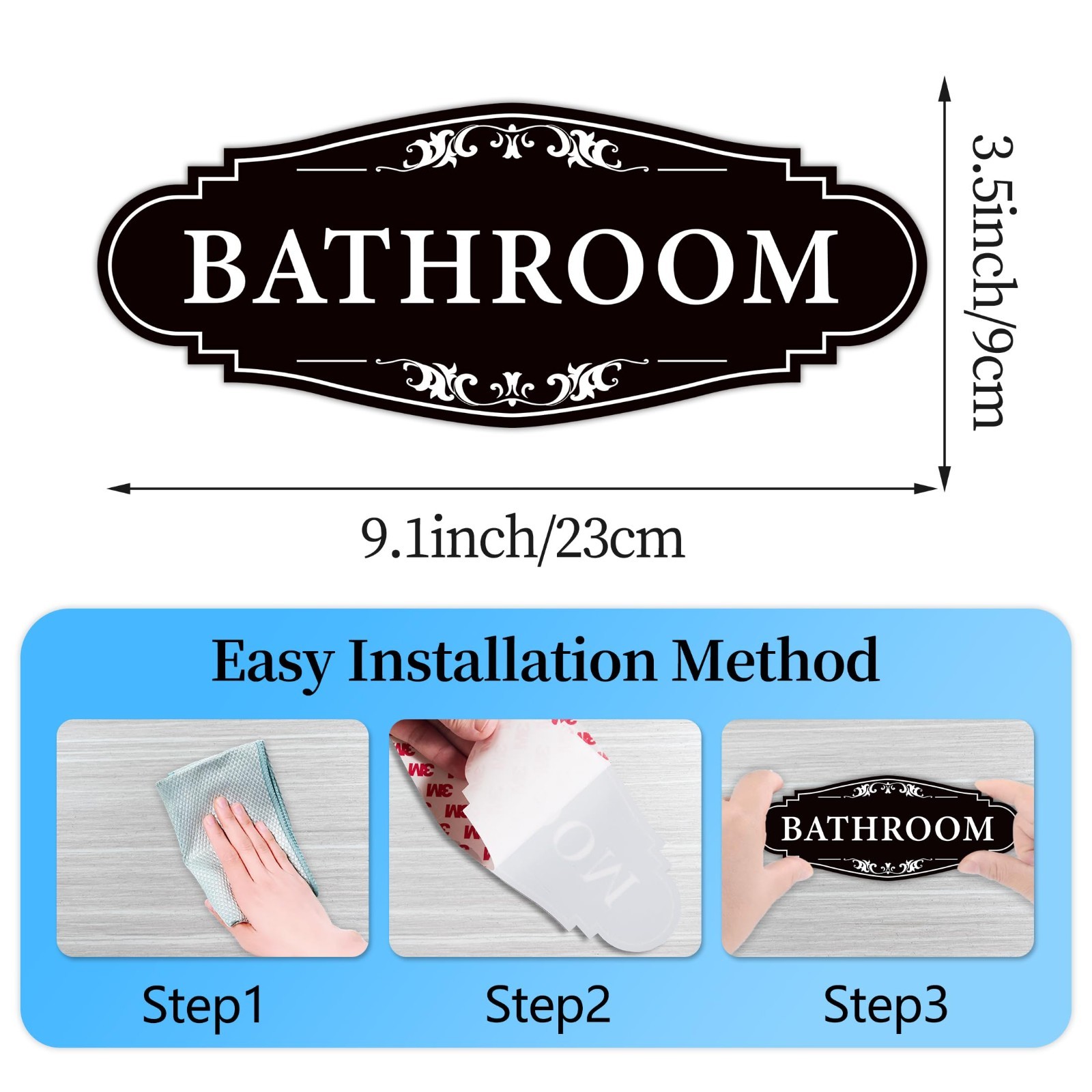 Cute Bathroom Door Sign, Waterproof Vinyl Sticker, Office Home Decor, Black