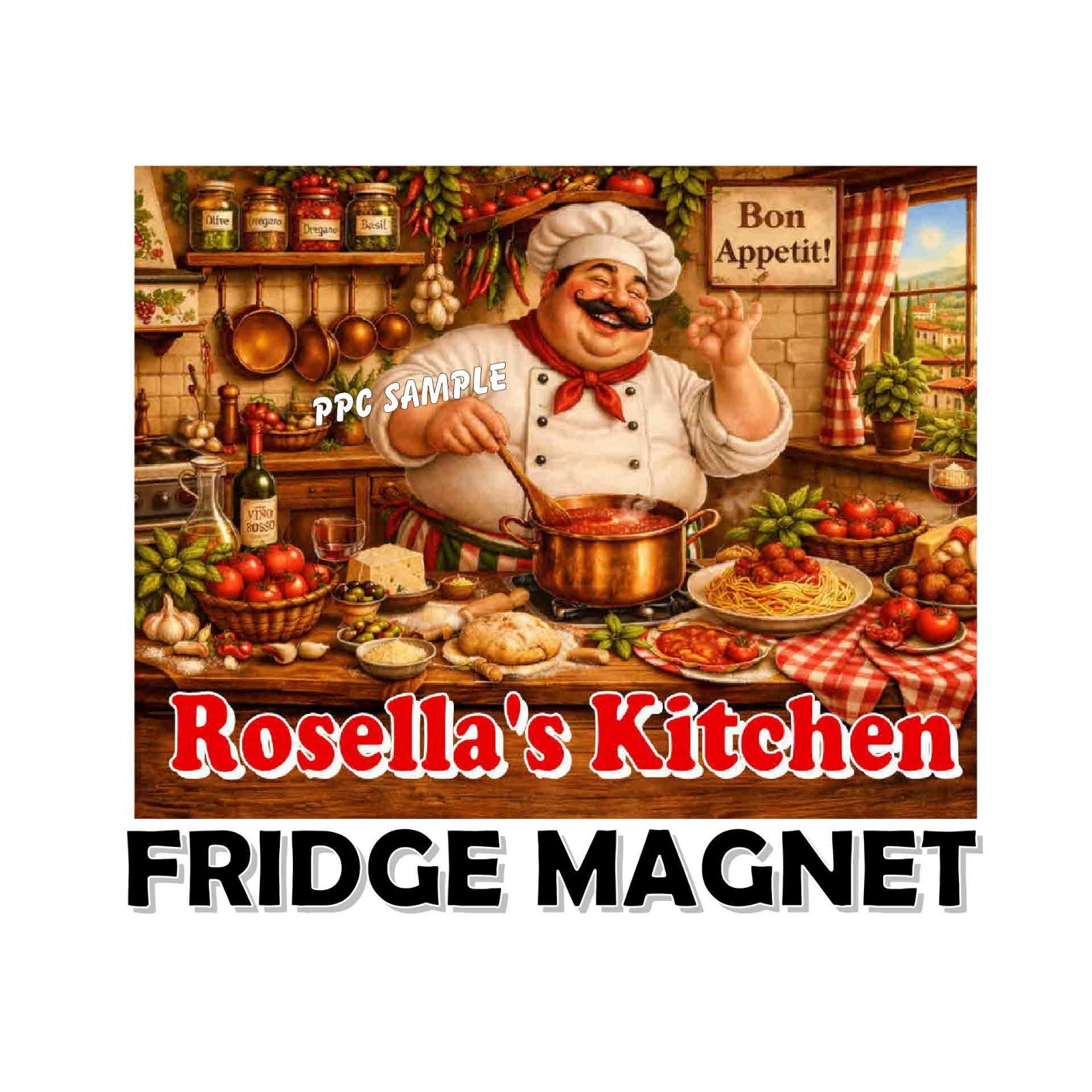 PERSONALIZED FAT CHEF KITCHEN MAGNET