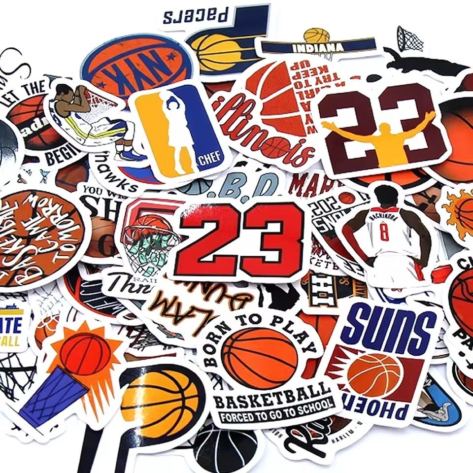 Basketball Stickers – Waterproof Vinyl Decals for Laptop, Water Bottle