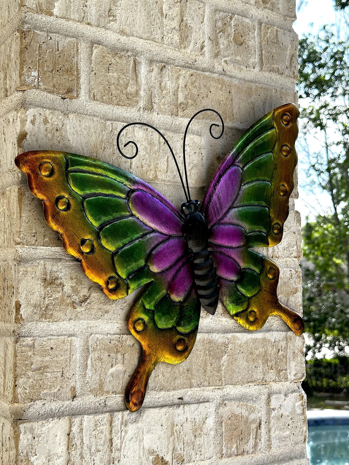 STC World Metal Butterfly Wall Art Outdoor Garden Decor Large Multicolor Wall…
