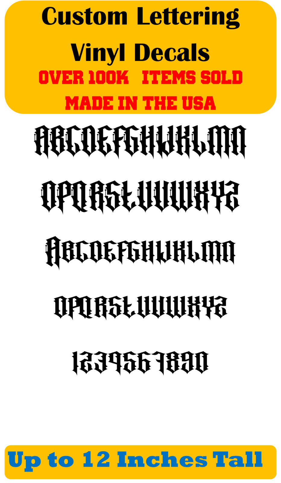 Custom Personalized Decal Vinyl Lettering Text Business Sign Gothic Font vG