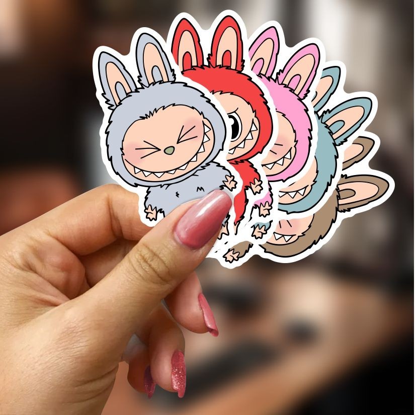 Labubu Set of 10 Stickers, Peel N' Stick, Different sizes
