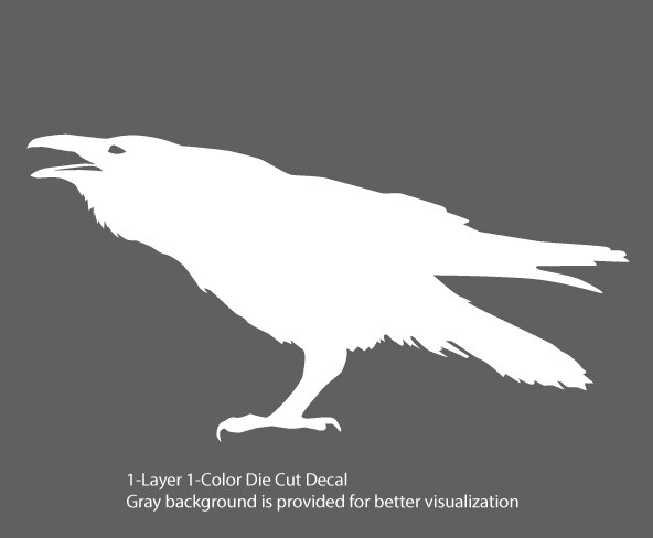 Wildlife – Birds – Cawing Raven/Crow/Corvid #1- 6Yrs Outdoor Vinyl Decal Sticker