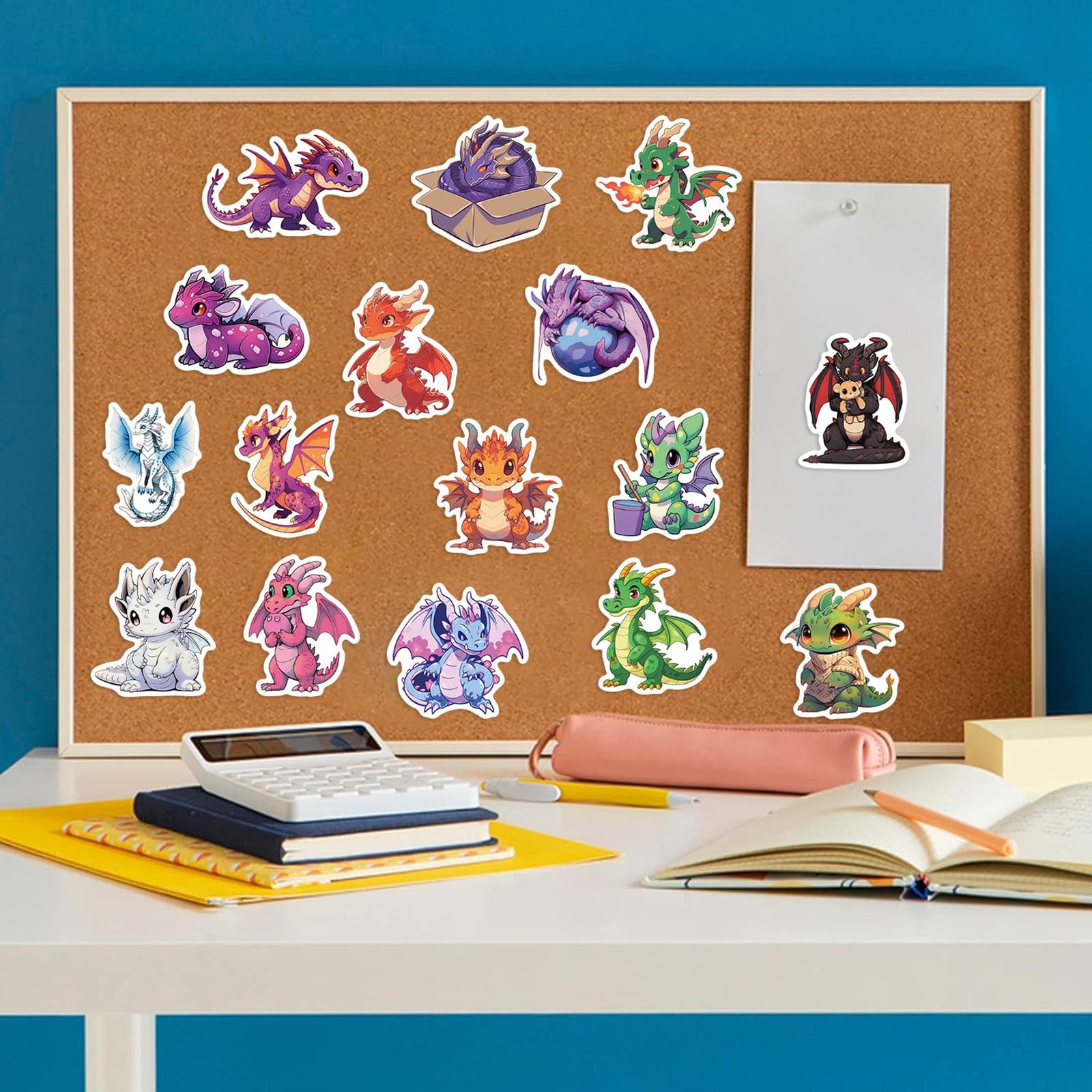 50Pcs Dragon Sticker, Cute Stickers for Kids Teens Adults, Vinyl Cartoon Animals
