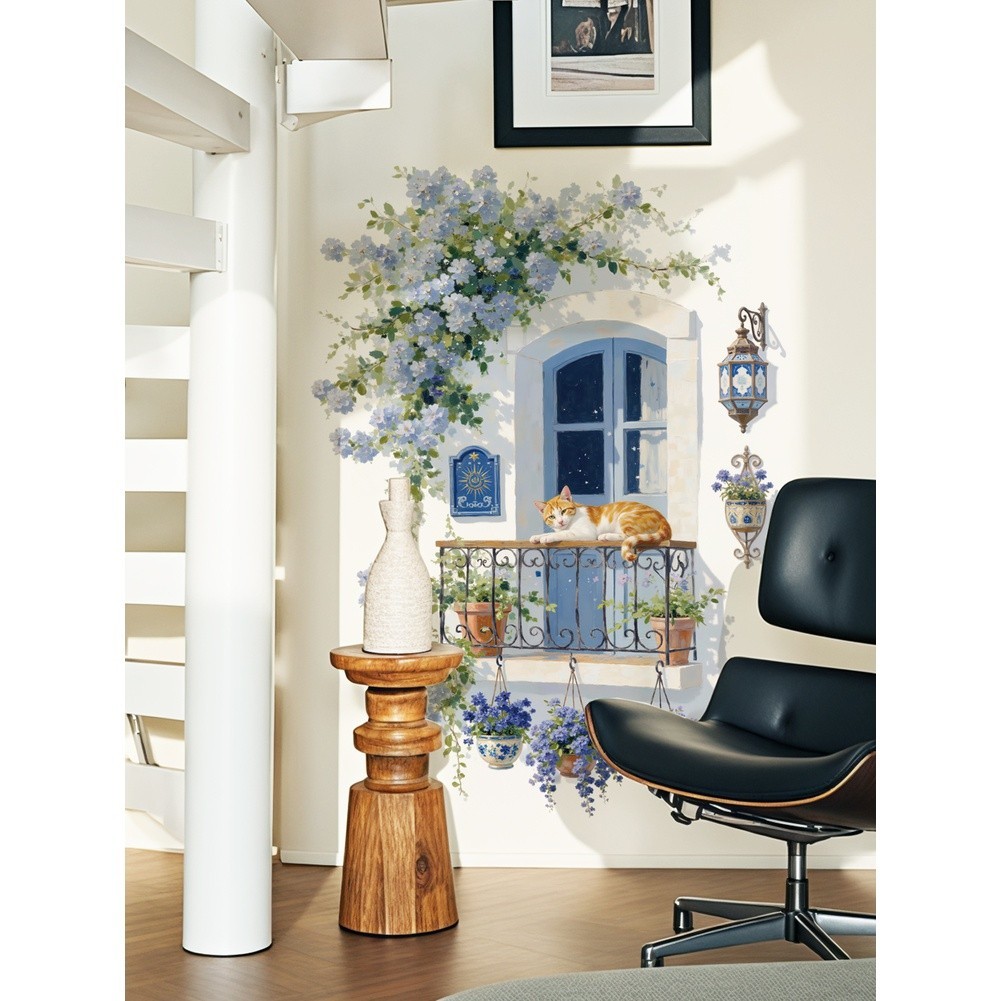 Wisteria Vine Wall Sticker PVC Transparent 32.6 x 23.6 in for Bedrooms