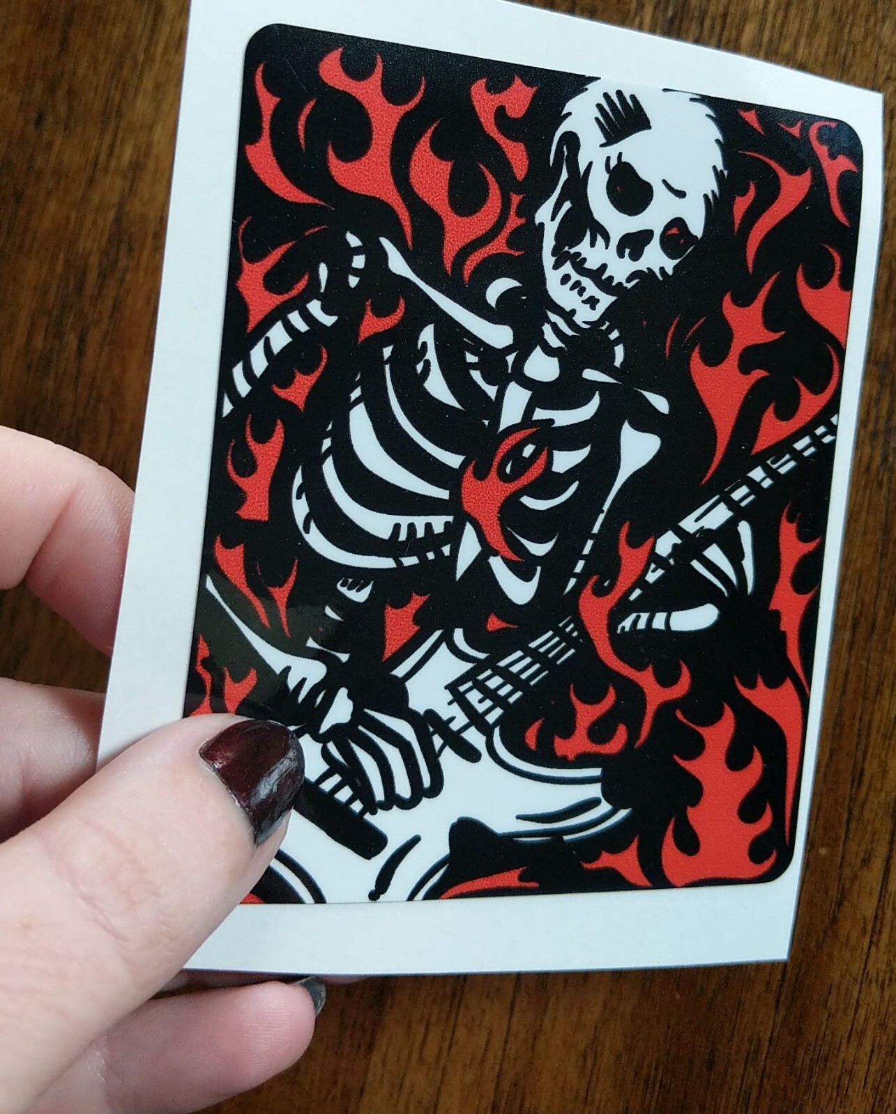 4" Skeleton Music Guitar Decal Vinyl Decal Band Rock Fire Red White Black Skull