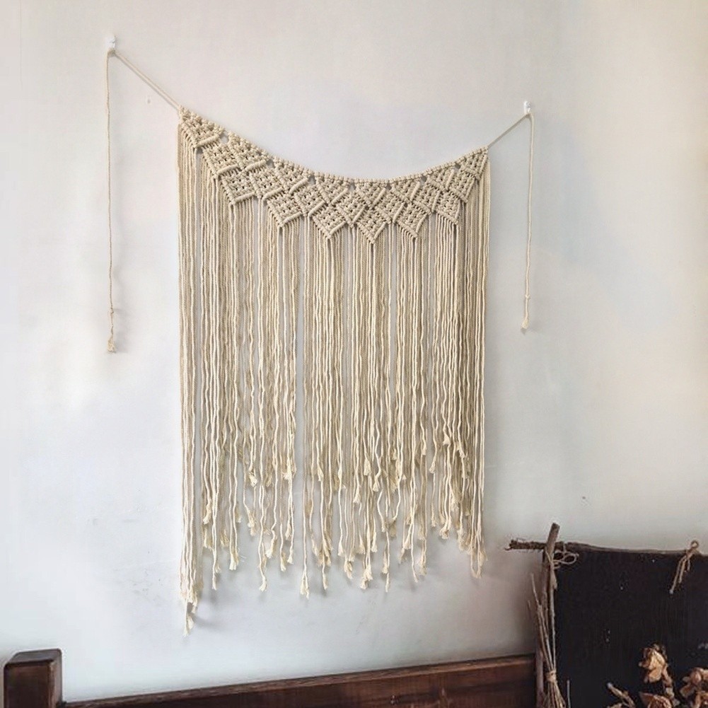 Wall Tapestry Cotton Bohemian Handwoven for Living Room Bedroom 100x115cm