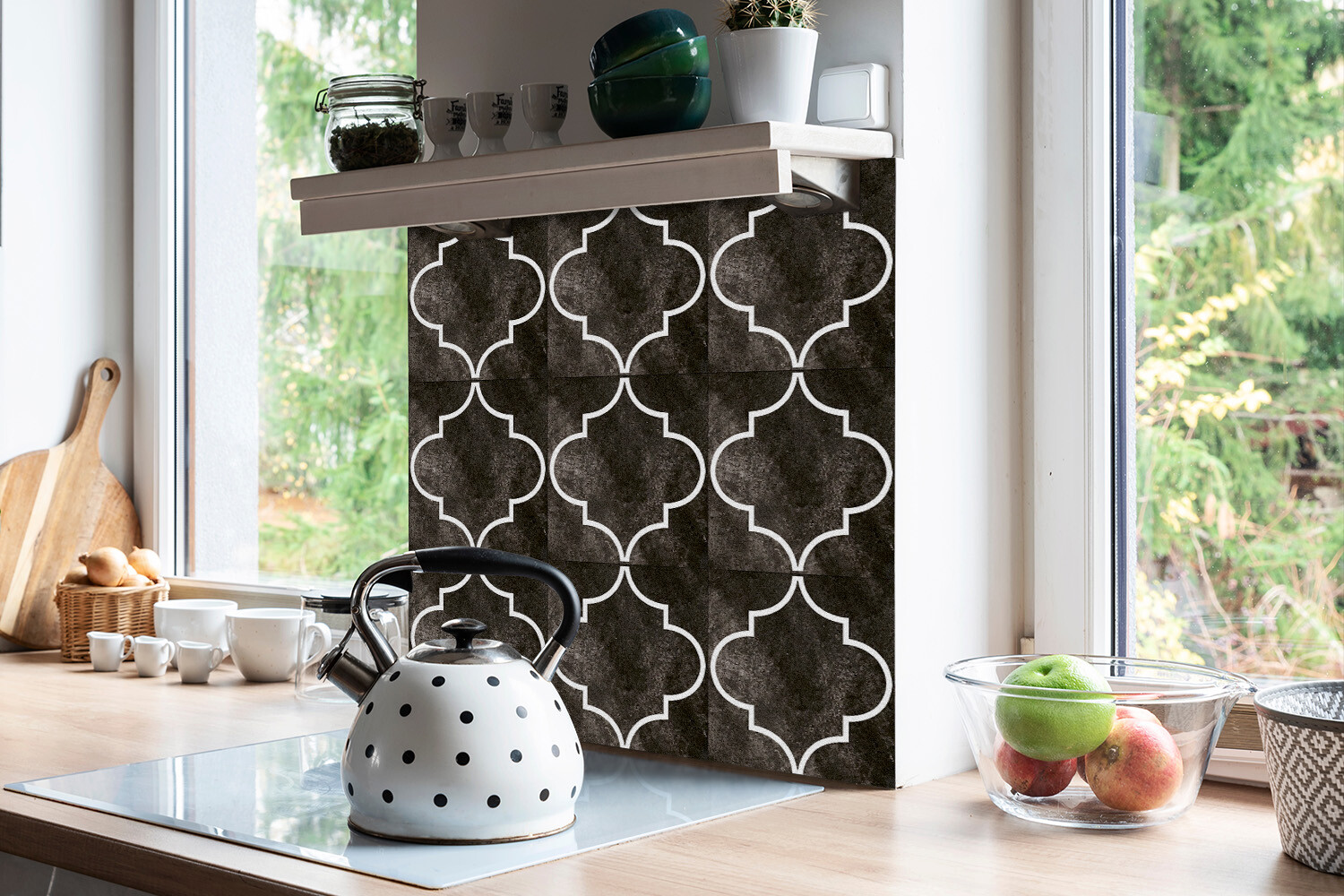 Wall Floor Peel and Stick Tiles Sticker Backsplash Decals Set Arabesque Pattern