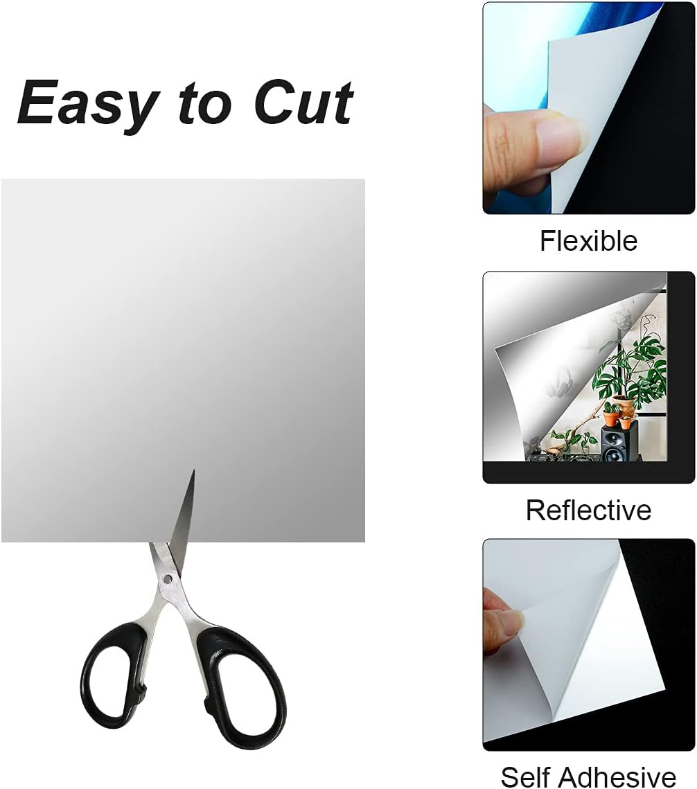 Fantasyon 10 Pieces Flexible Mirror Sheets, Self Adhesive Decorative Plastic Mir