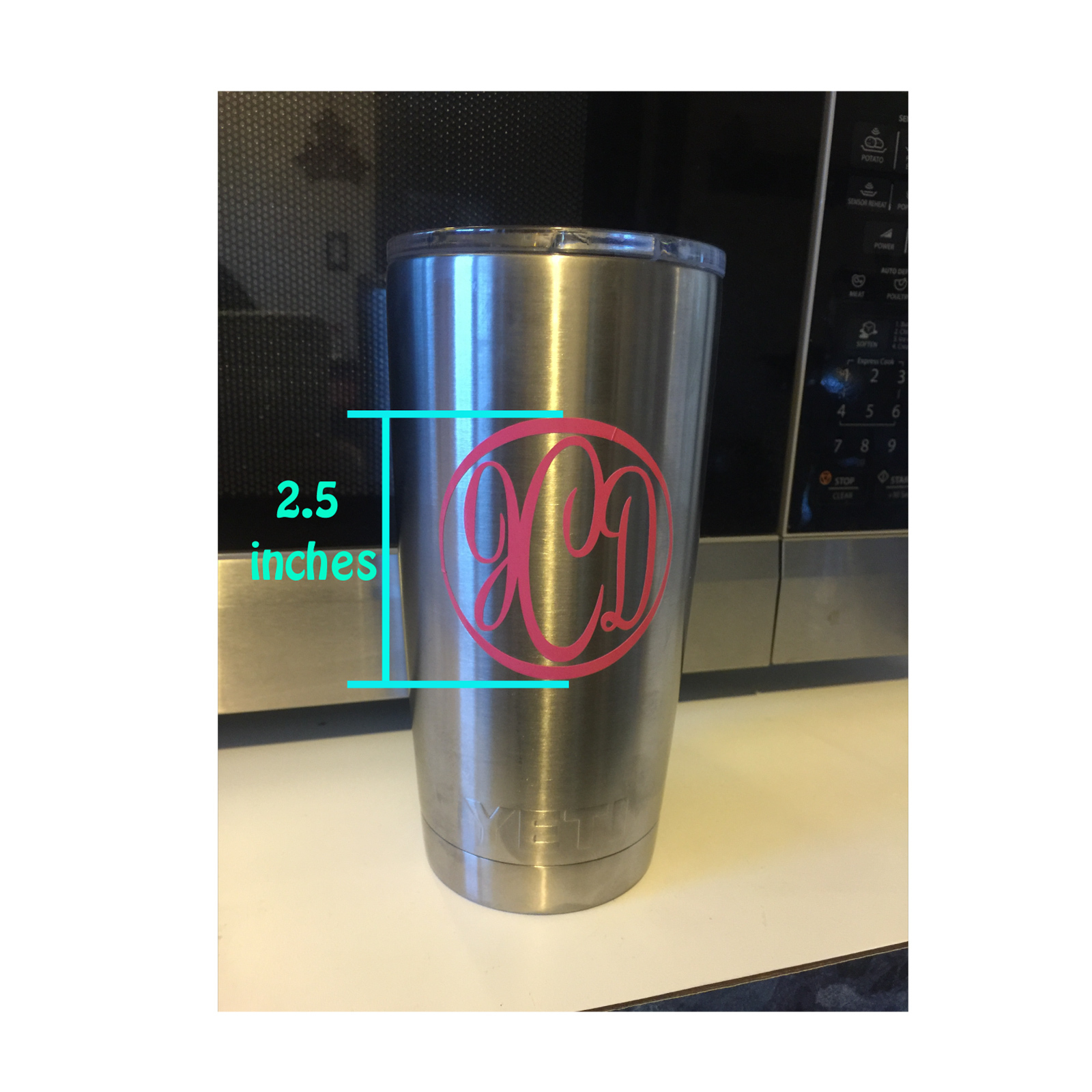 3 inch Vine Circle Chevron Monogram Name Decal Sticker Tumbler Cooler Car Phone