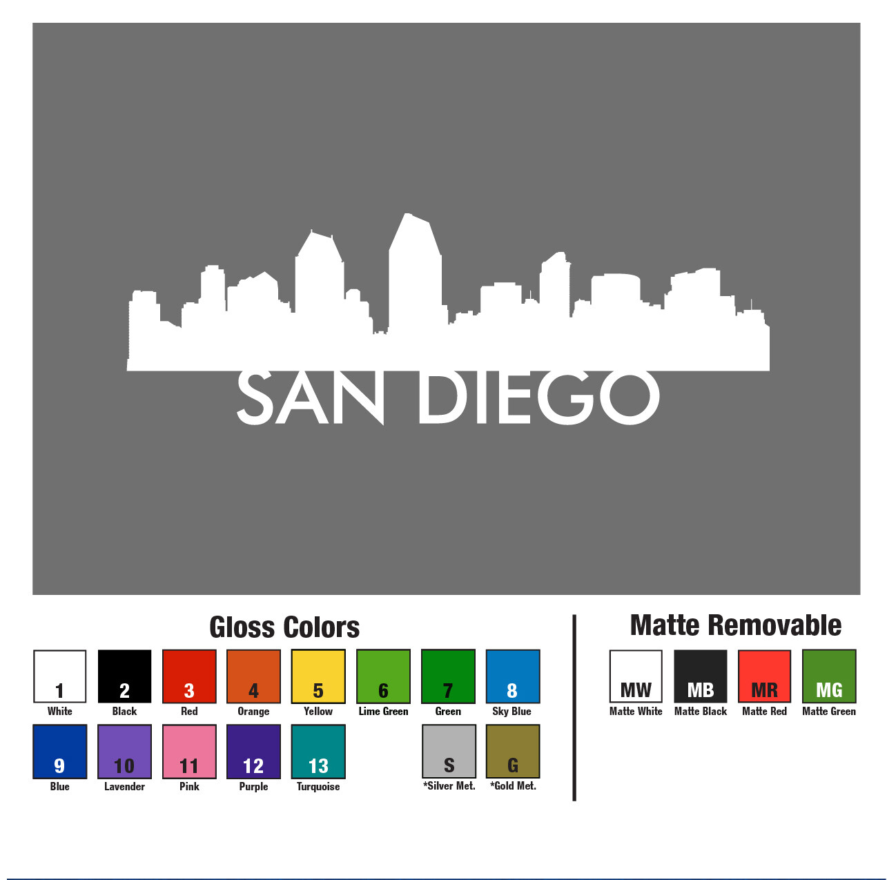 San Diego California CA State Skyline Skyscapes City View Decal Window Sticker
