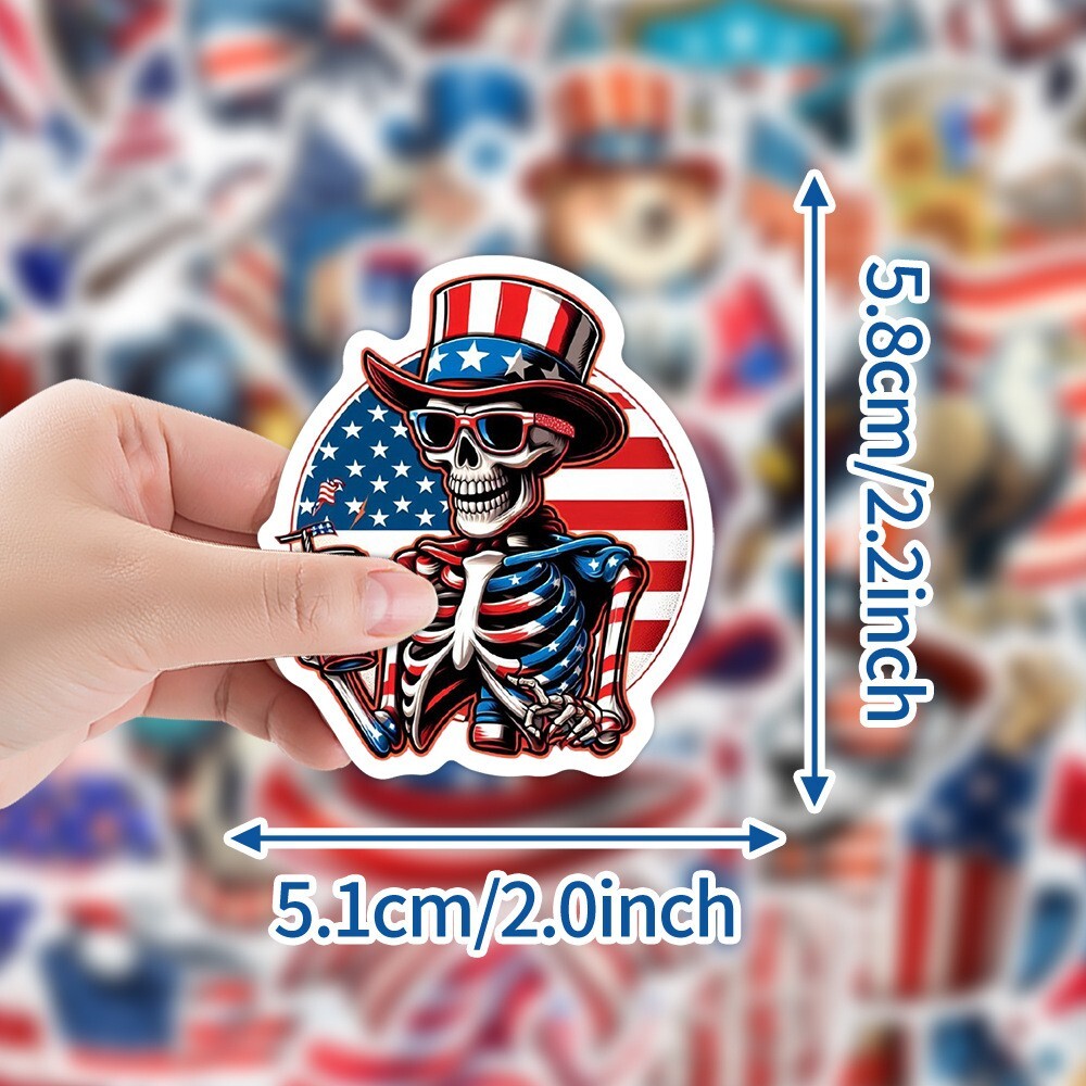 50pcs Waterproof Vinyl Stickers Independence Day 4th Of July Holiday Window Auto
