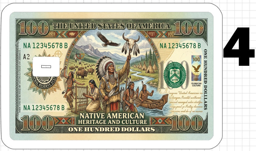 Native American Bill Credit ATM Debit Gift Card Skin Sticker Chief Indian Dollar