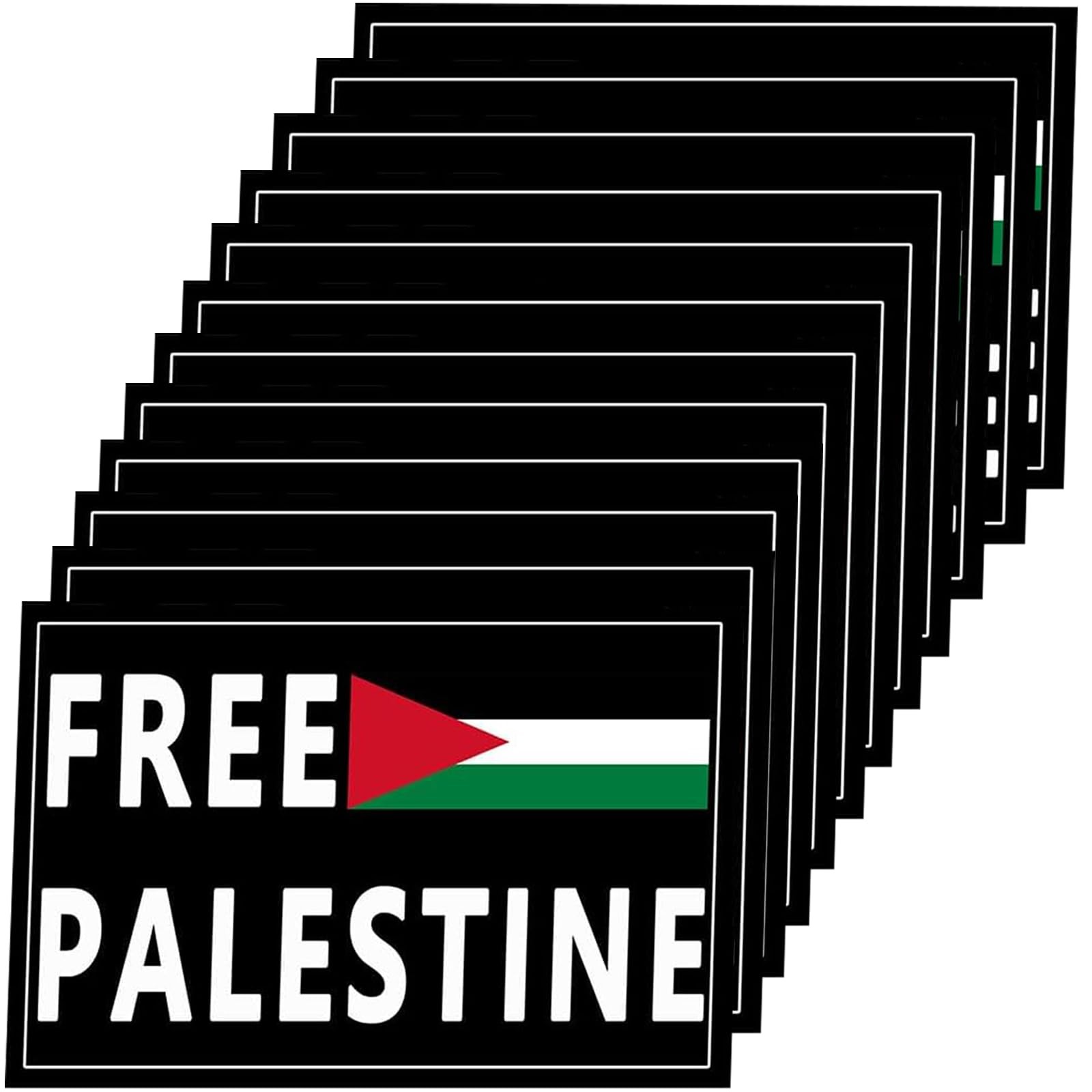 12 Pack Free Palestine Flag Stickers Waterproof Car 5in-12pcs, Black