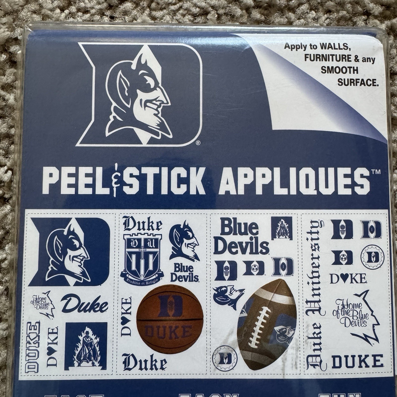 Duke Blue Devils Logo Decals Precut Reusable Peel Stick Appliques Removable NEW