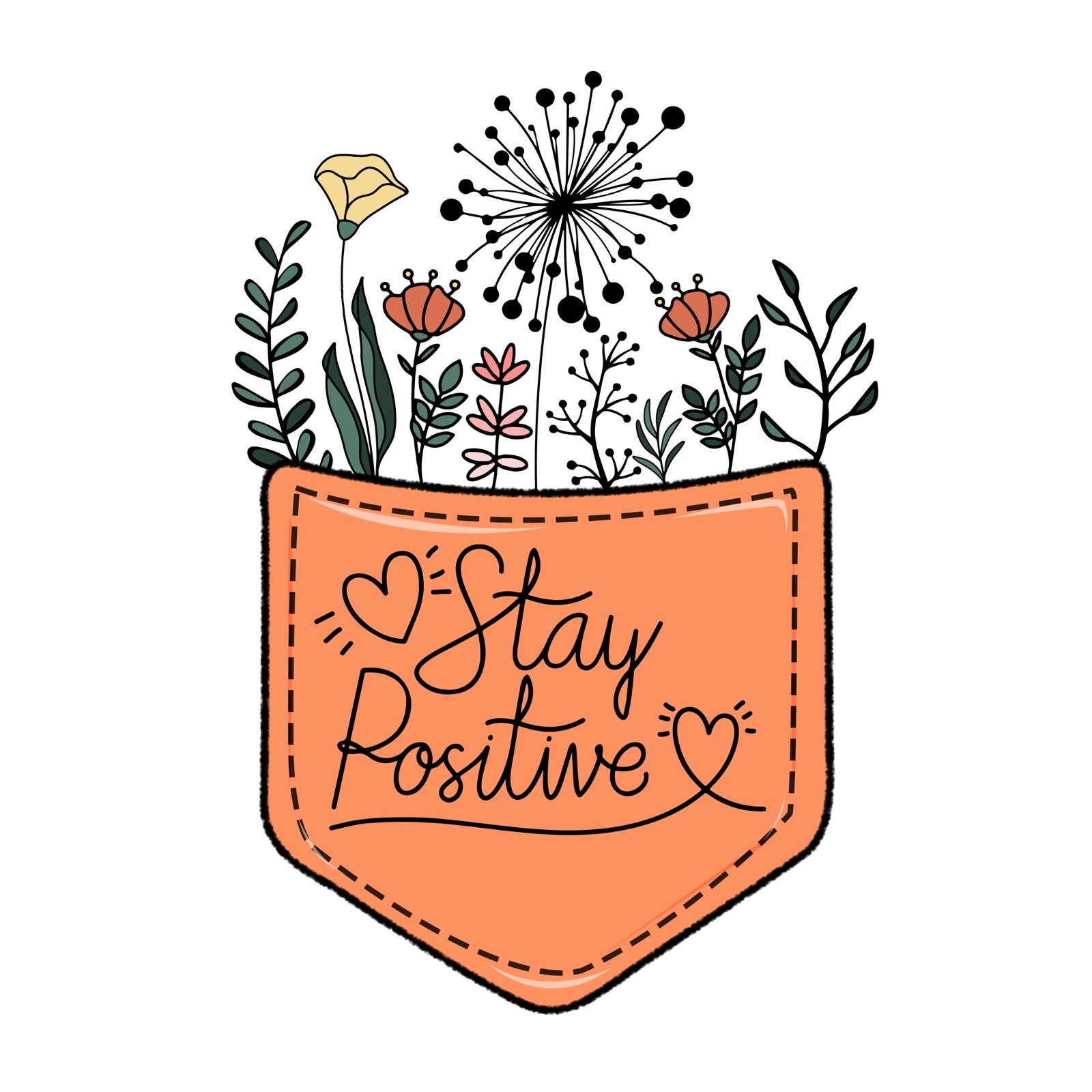 4” Stay Positive Sticker Mental Health Be Happy Vibes Love Peace Decal