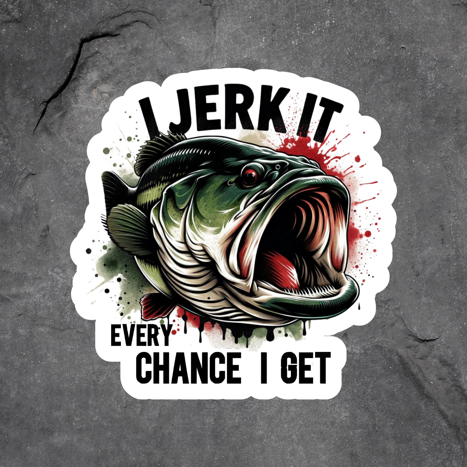 Jerk It Bass Sticker Vinyl Decal Fishing Funny Vulgar Joke Catching