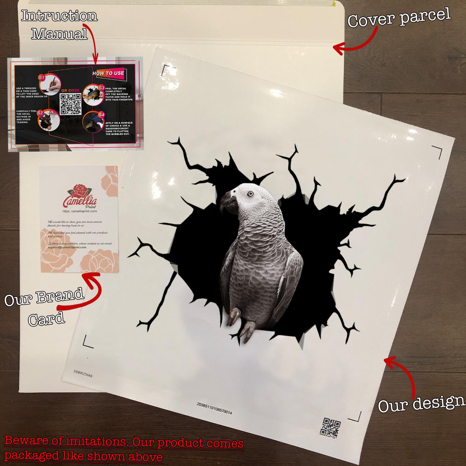 African Grey Parrot Gifts Parrot Wall Stickers Kawaii Vinyl Cars Truck Stickers
