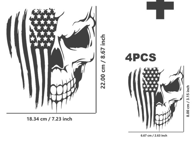 2 Patriotic Skull And American Flag Print Sheet Ready To Press Heat Transfer