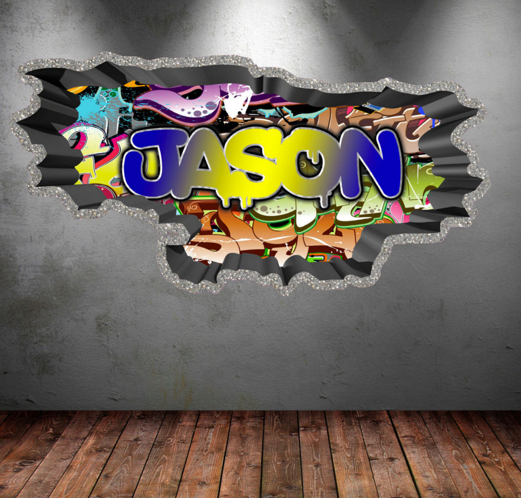3D Graffiti Name Custom Personalized Wall Sticker DIY Room Decor Kids