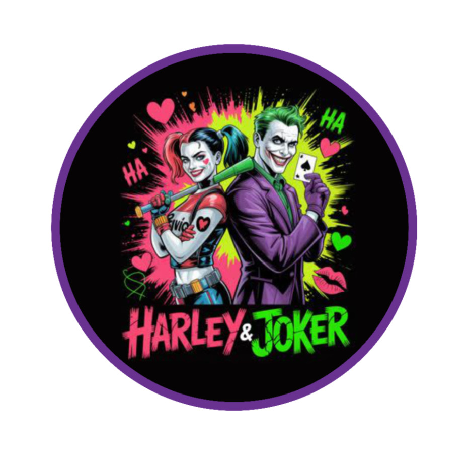 DC Joker & Harley (Animated) 4" Vinyl Decal Handmade Cooler Laptop Truck Car 26