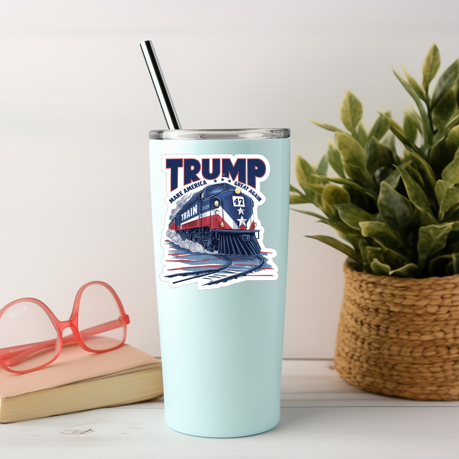TRUMP TRAIN Sticker 2024 -Make US Great Again- MAGA Vinyl Decal – 3 x 3.5 INCHES