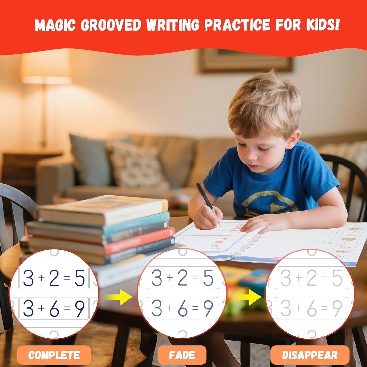 Magic Grooved Writing Practice Book for Kids 3-8 – Reusable Handwriting Workbook