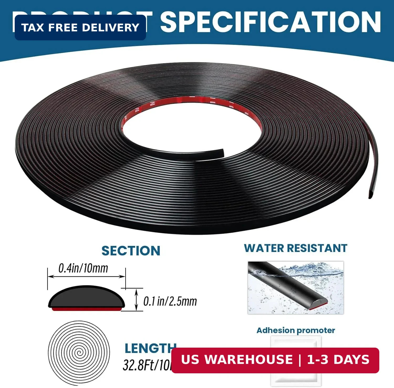 Flexible Wall Molding Trim Self Adhesive Mirror Tape Border 0.4 * 0.1in Peel and