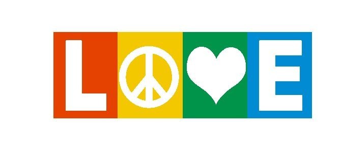 Love Bumper Sticker or Helmet Sticker D401 Peace HAPPINESS Lovers