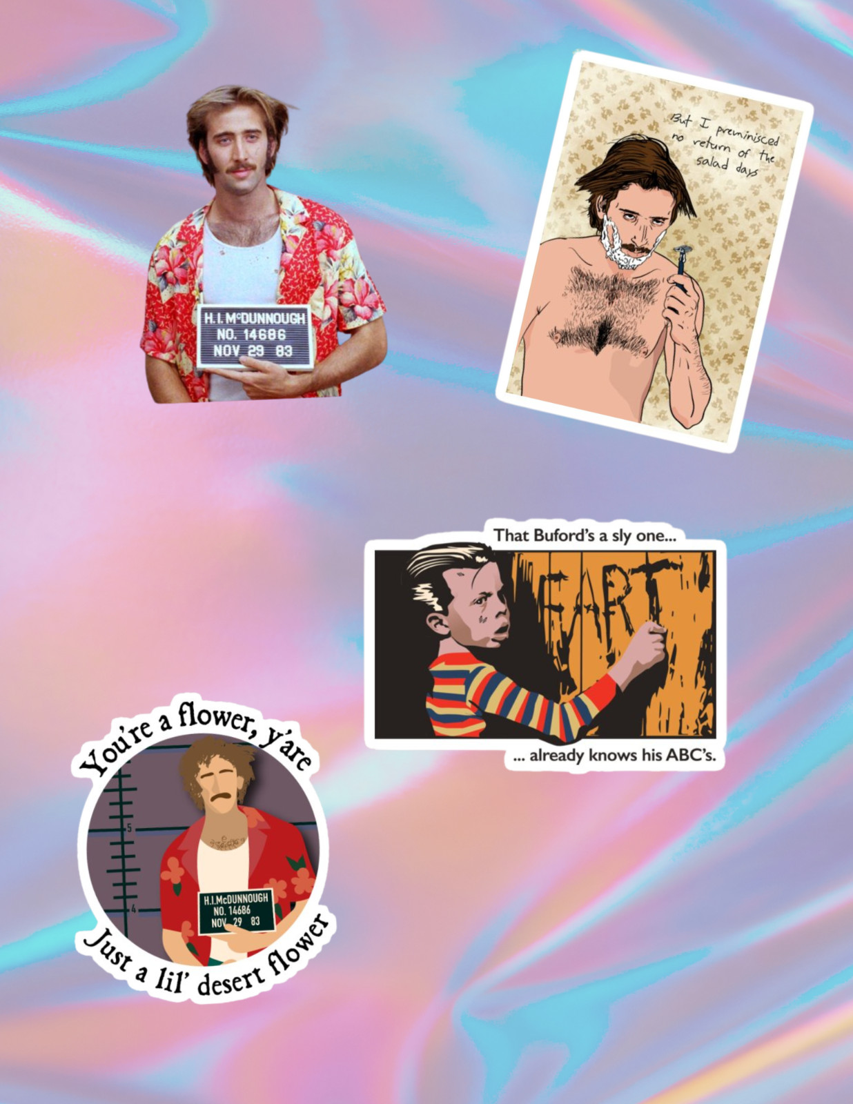 Raising Arizona 80's Movie 4pc Stickers Pack