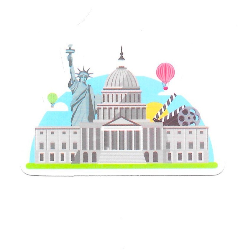 USA Landmarks Vinyl Sticker Statue Of Liberty Capitol Souvenir Travel Gift