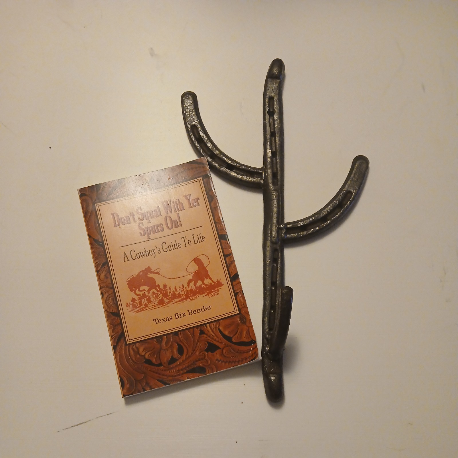 Lot* Forged Horseshoe Cactus Hat/Coat Hook, A Cowboy's Guide To Life Book INL449