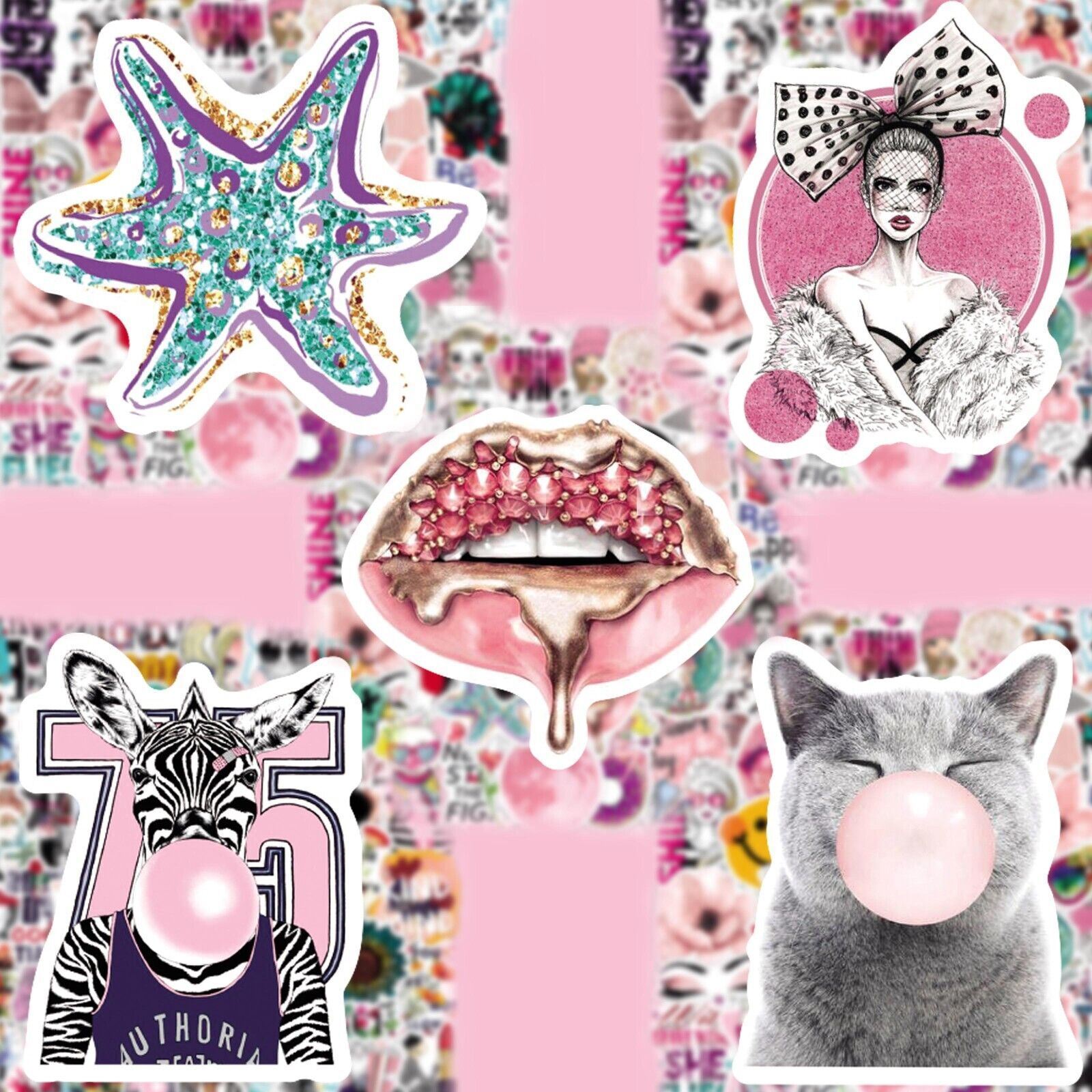 FASHION VOGUE Aesthetic VINYL Stickers~Water Bottle Waterproof Pink Decals