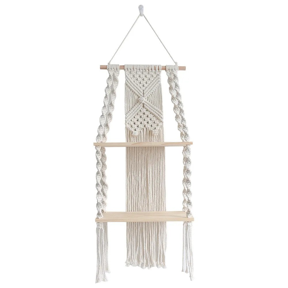 Macrame Boho Wall Hanging Shelf