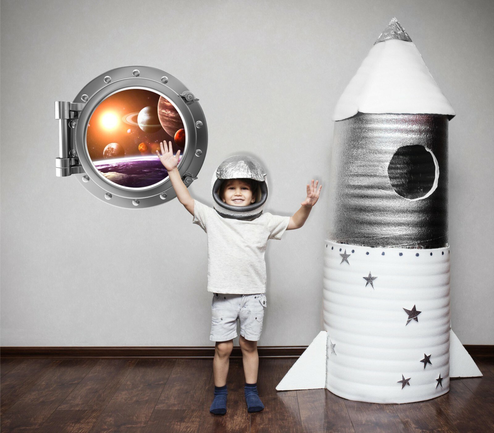 PortScape Solar System #3 Space Porthole Window Wall Decal Vinyl Wall Sticker