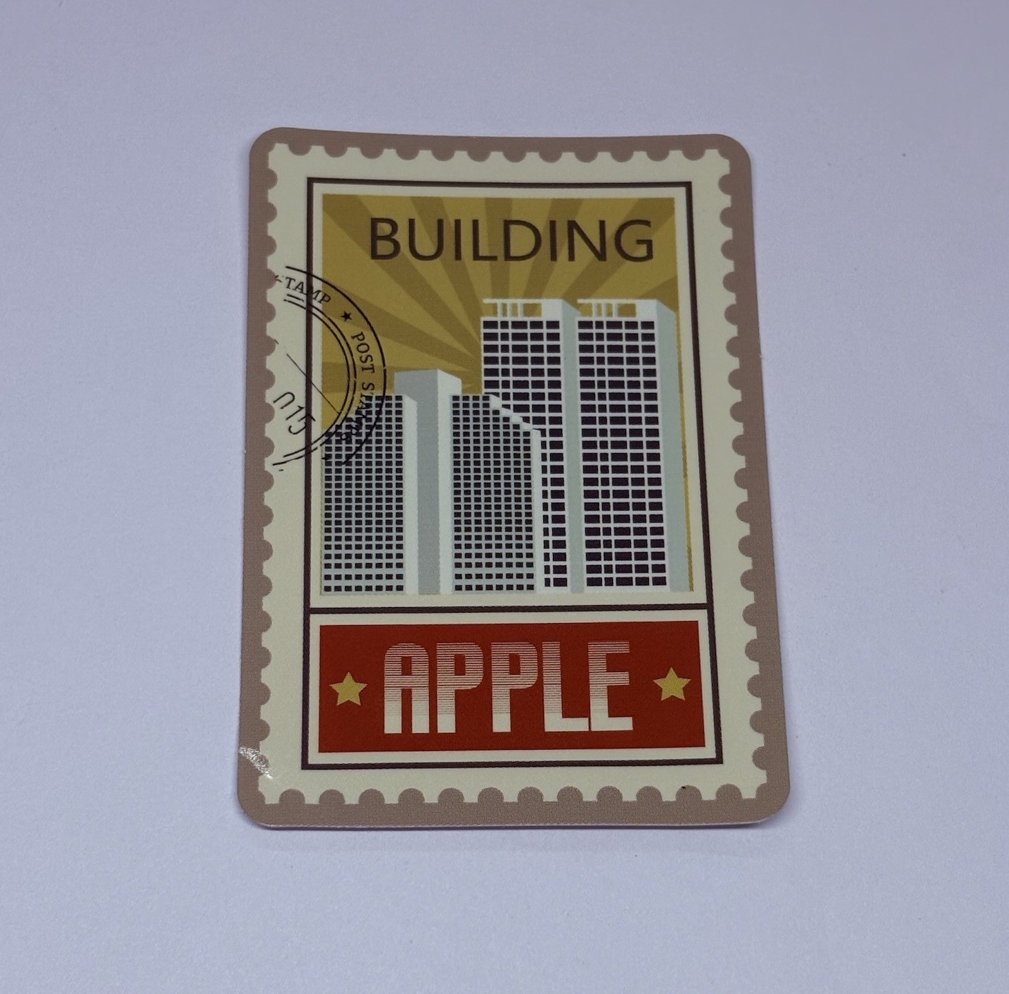 Apple Building Postage Stamp Novelty Sticker Vinyl Decal Travel Cool Art Tc9