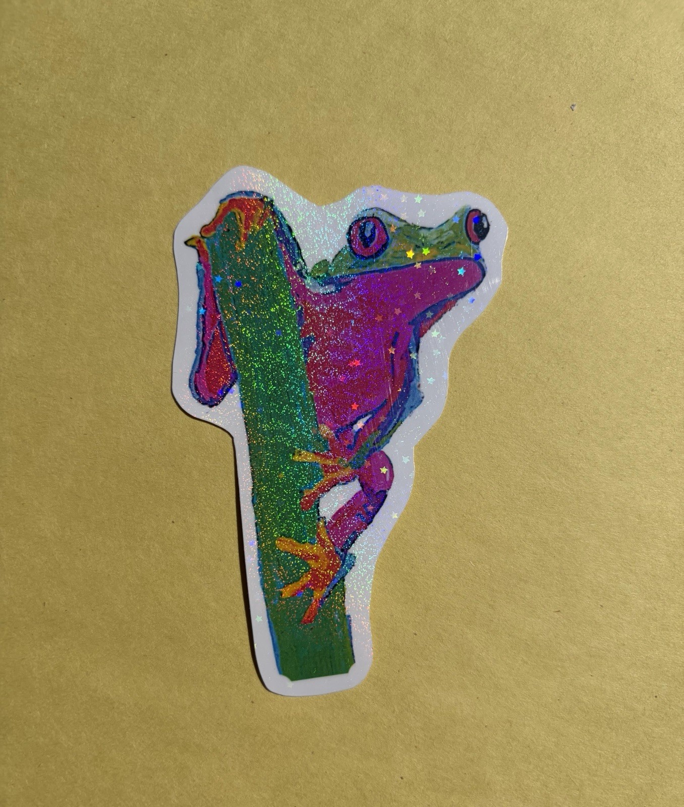 Tree Frog Waterproof Sticker: Aesthetic Frog Art Vinyl Decal
