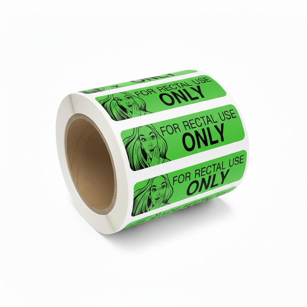 For Rectal Use Only Stickers 1.5×0.375 Green Funny Prank Labels 200 Roll Joke