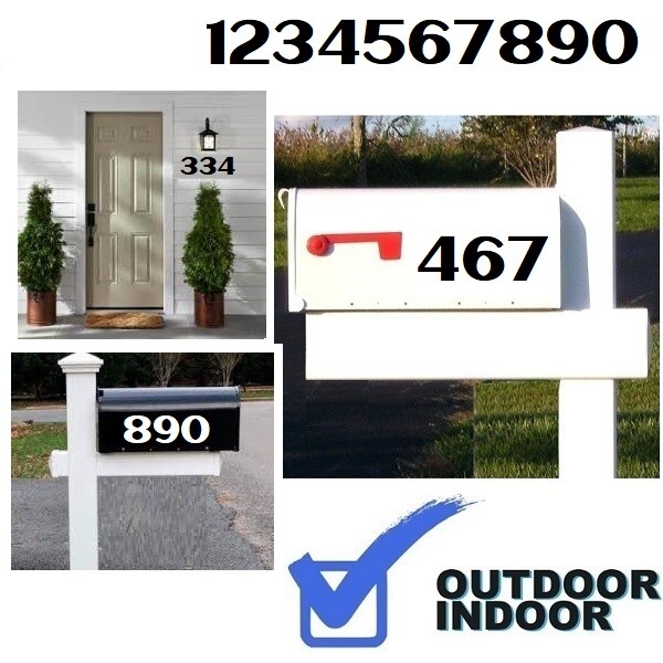 Mailbox Address locker Numbers Decal Sticker Window Door Wall Sign, HARLEM SANS