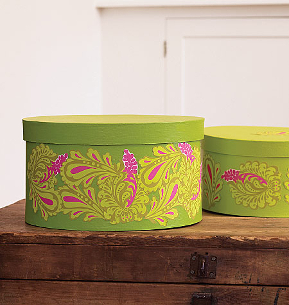 Fresh Paisley Damask Toils Green Hot Pink Stickers Decals Walls Wood Glass Paper