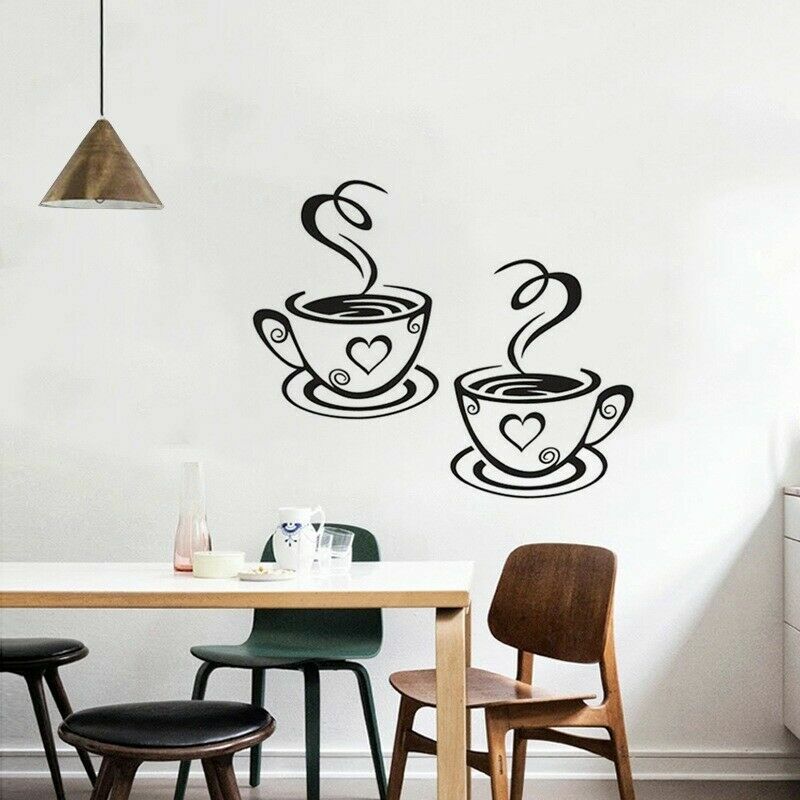 Coffee Mugs Wall Stickers Kitchen Decor Tea Decal Vinyl Wall Art