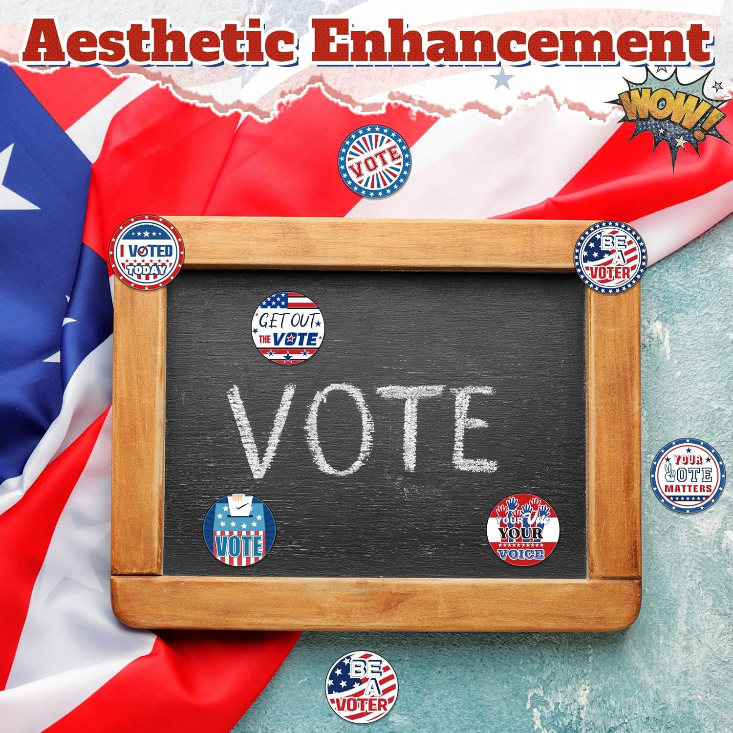 2 Rolls/ 1000 Pcs I Voted Stickers 2026 for Kids 1.5 Inch round Self Adhesive La