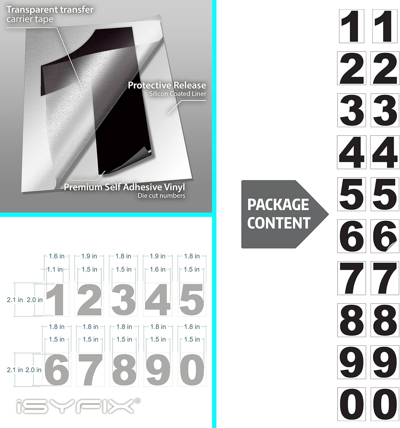 Complete Set of Self-Adhesive 2-Inch Vinyl Number Stickers – Indoor and Outdoor