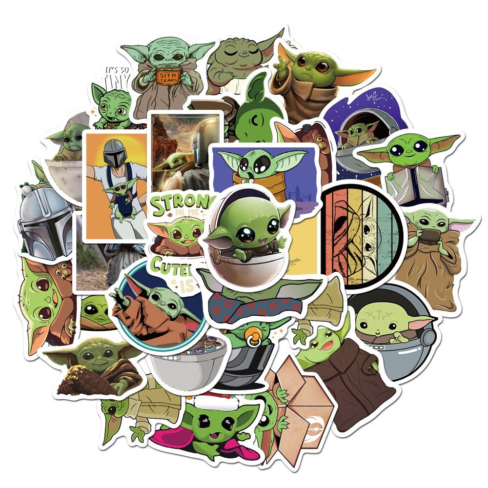 Baby Yoda Star Wars Mandalorian Vinyl Stickers 100 Pcs (2*50 Pcs) for Laptop etc