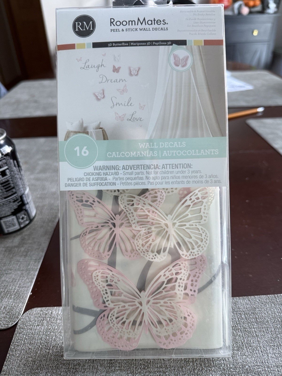 A Set Of RoomMates Pink Butterfly Dream Peel & Stick Wall Decals 3D Cutouts