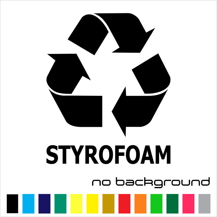 Recycle Styrofoam Sticker Vinyl Decal – Trash Bin Symbol Can Reuse Home Window