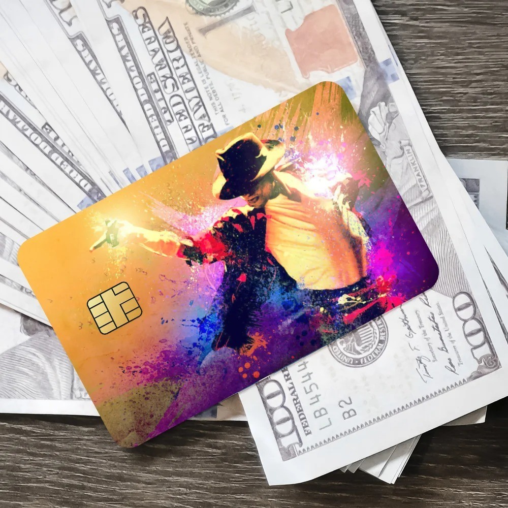 MJ King of Pop Card Skin Music Legend Credit Card Cover Sticker Wallet Decal Gif