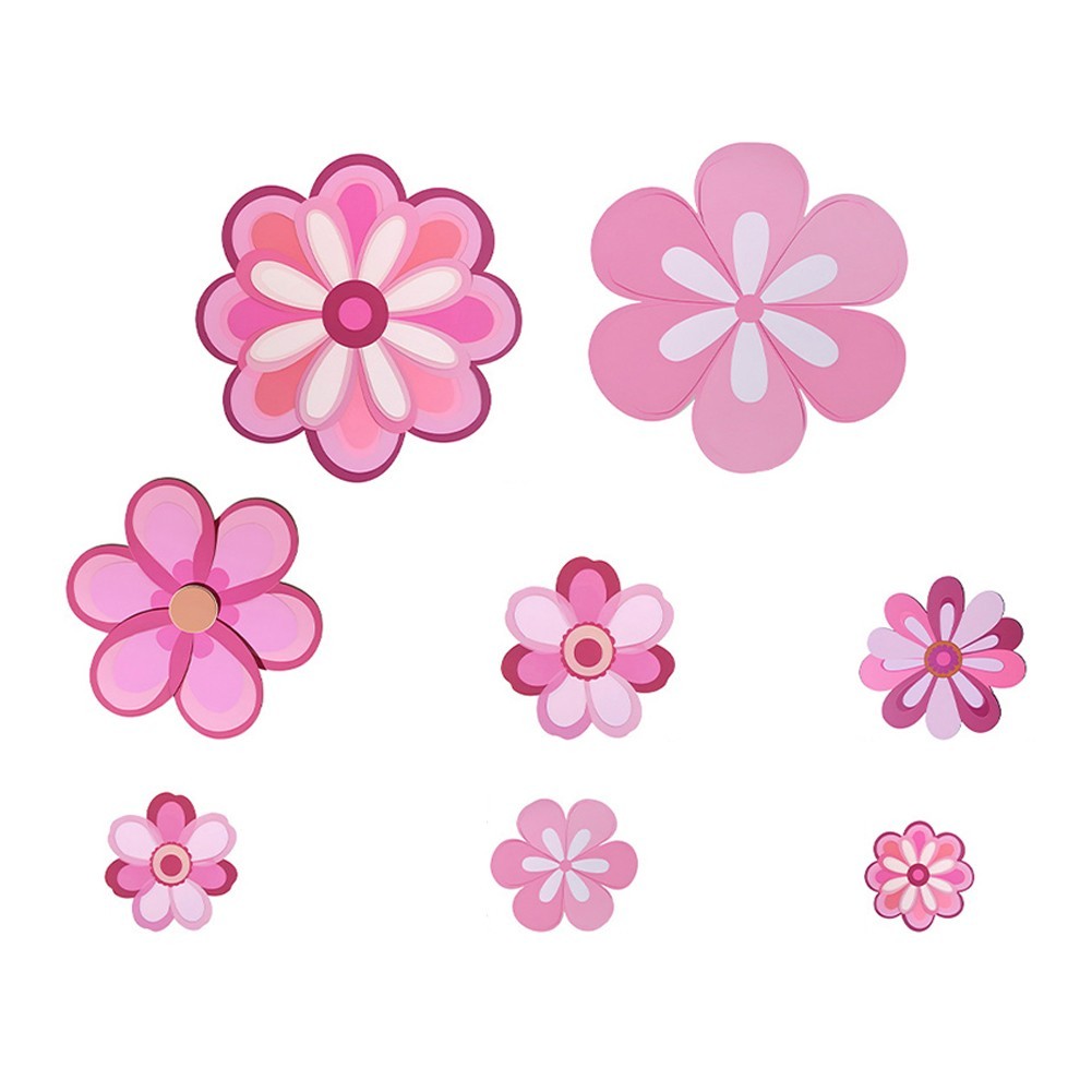 Set of 8 Floral Wall Decals for Living Spaces Waterproof and Removable