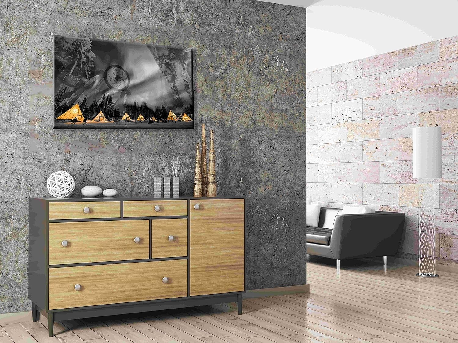 Inspirational Black & White Wall Art in 36×24 – Elegant Native American Decor