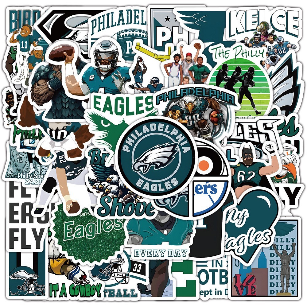 50 pcs Waterproof Vinyl Stickers Philadelphia Eagles Football Phone Luggage Car